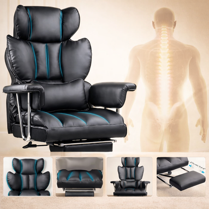 Chaise de Bureau Noire en Cuir PU avec Repose-pieds