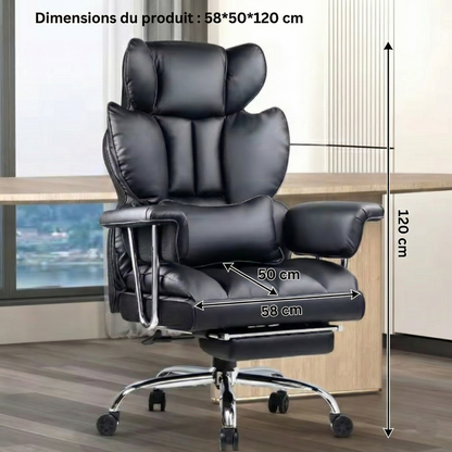 Chaise de Bureau Noire en Cuir PU avec Repose-pieds