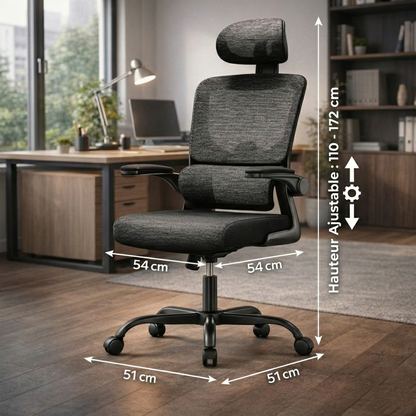 Chaise de Bureau en Maille Réglable avec Base en Aluminium