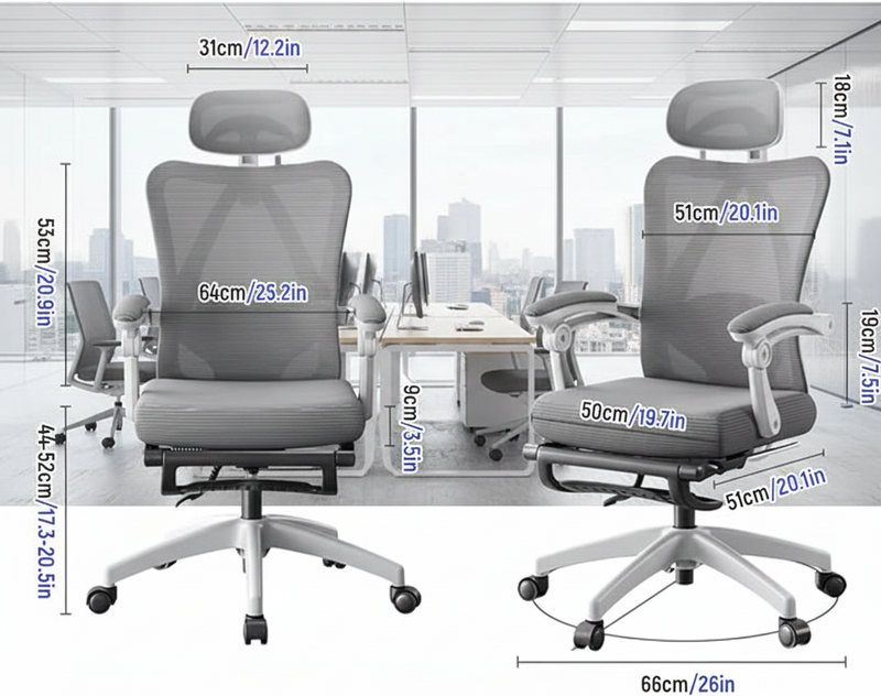 Chaise de Bureau en Maille Inclinable avec Roulettes