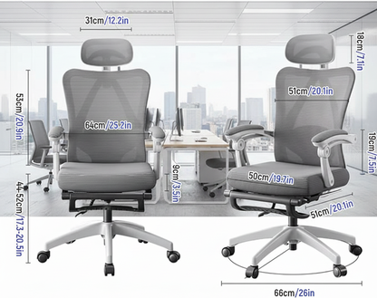 Chaise de Bureau en Maille Inclinable avec Roulettes