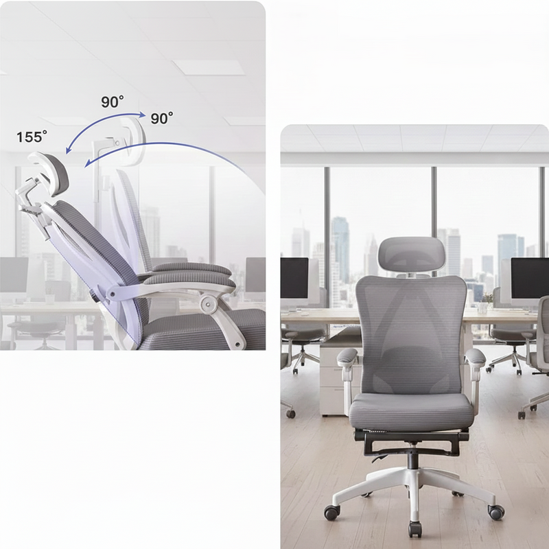 Chaise de Bureau en Maille Inclinable avec Roulettes