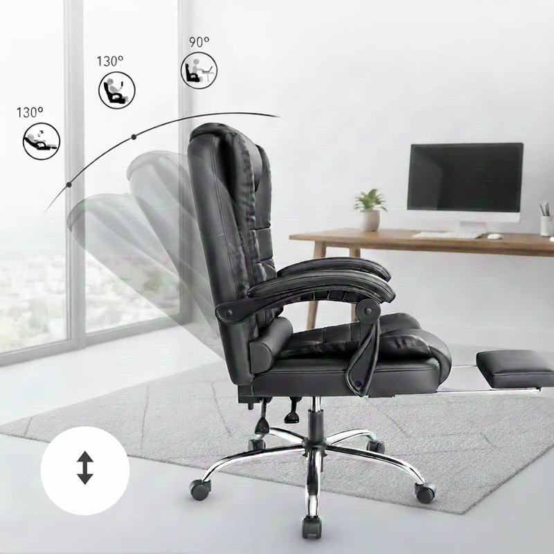 Chaise de Bureau en Cuir PU avec Repose-pieds