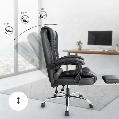 Chaise de Bureau en Cuir PU avec Repose-pieds